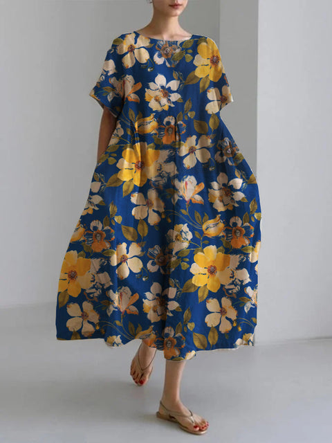 Linglong Leinen Kurzarm Damenkleid M300183 