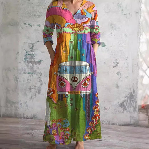 Robe mi-longue à imprimé floral pour femme m301039