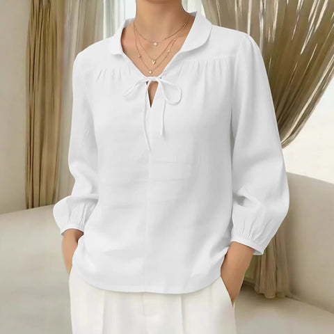 Lace collar lace-up top lantern sleeve m302719