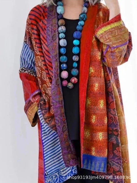 independent stations Amazon popular spot loose ethnic style large size long sleeve printed cardigan m301647