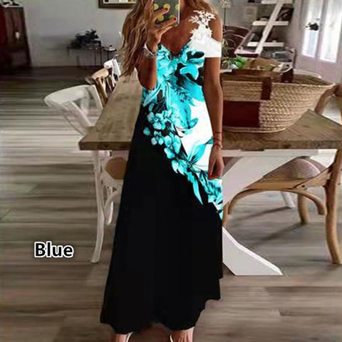 Sommer neue spitze hosenträger v-ausschnitt mode gedruckt lose kleid m301218 