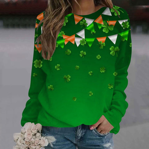 Pull col rond imprimé manches longues femme m300913 