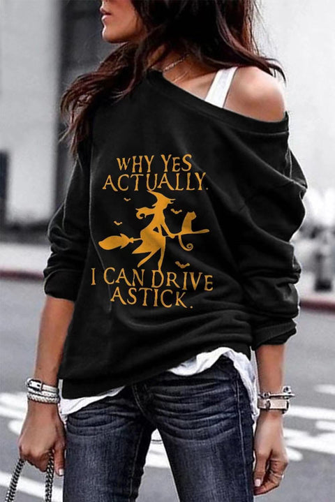 Halloween witch print fashion women's crew neck sweater M800012