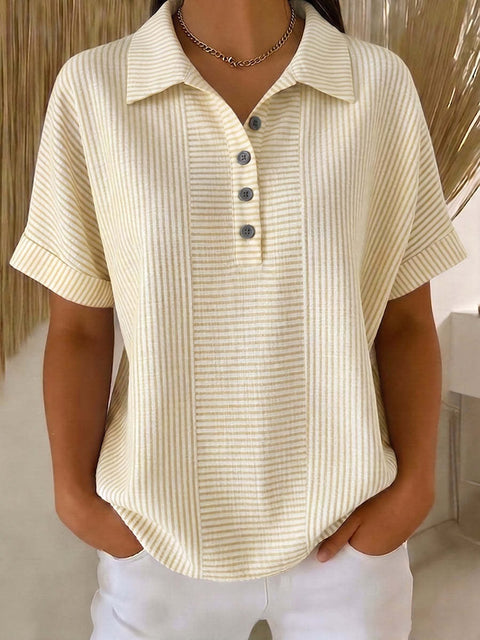 Literary temperament women's striped POLO shirt top m302769