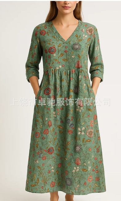 3D printing summer casual loose long-sleeved dress m301729