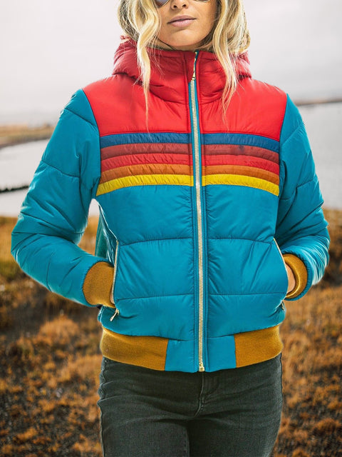 Women's casual hooded printed short cotton-padded coat m301979