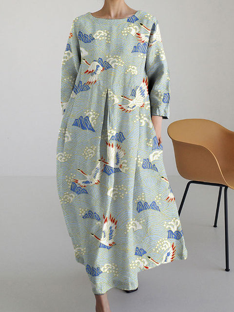 Lose neue retro floral lose frauen gedruckt lange kleid m300916 