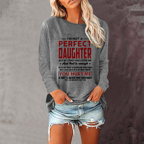 Lose rundhals außenhandel druck langarm frauen T-shirt top m300920 