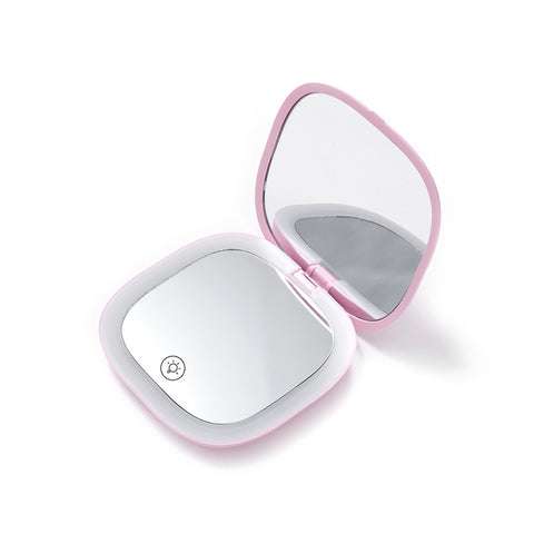 Miroir cosmétique portable à LED double face avec lumière, miroir de poche, cadeau M3330714