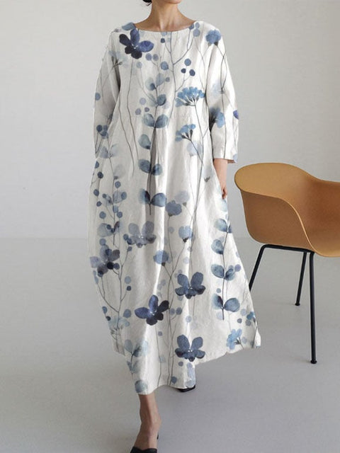 Lose neue retro floral lose frauen gedruckt lange kleid m300916 