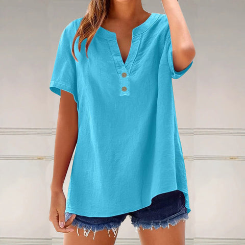 Chemise décontractée pour femme, haut polyvalent en coton et lin, mode m301204 