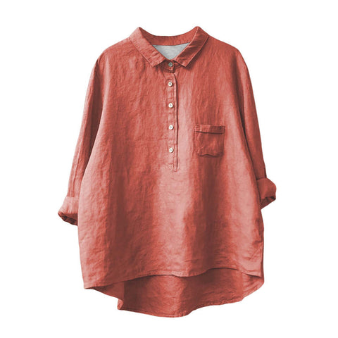 Long Sleeve Bamboo Linen Printing Fashion Versatile Lapel Shirt m301040
