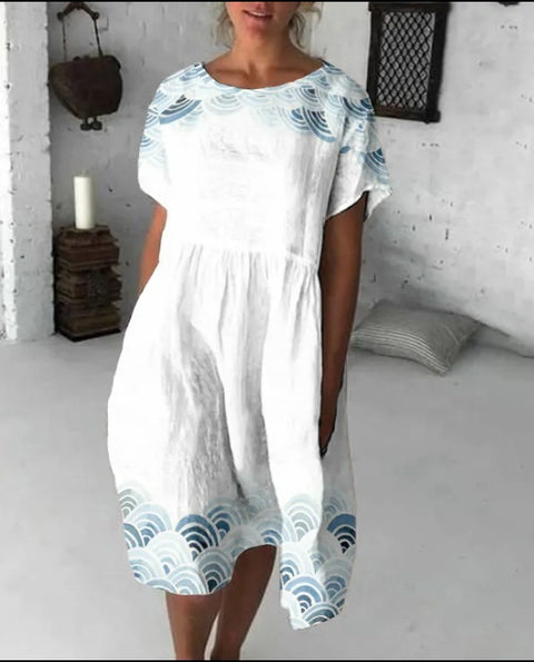 Robe longue ample à imprimé floral rétro pour femme m300916 