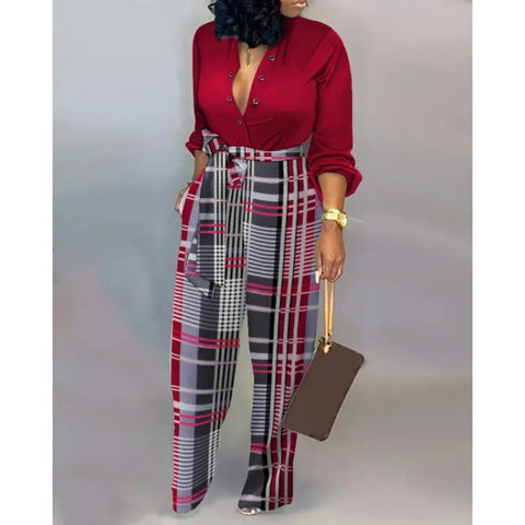 Lockerer Jumpsuit in Übergröße mit hoher Taille, lässiger Jumpsuit mit geradem Bein, Euro M300189 