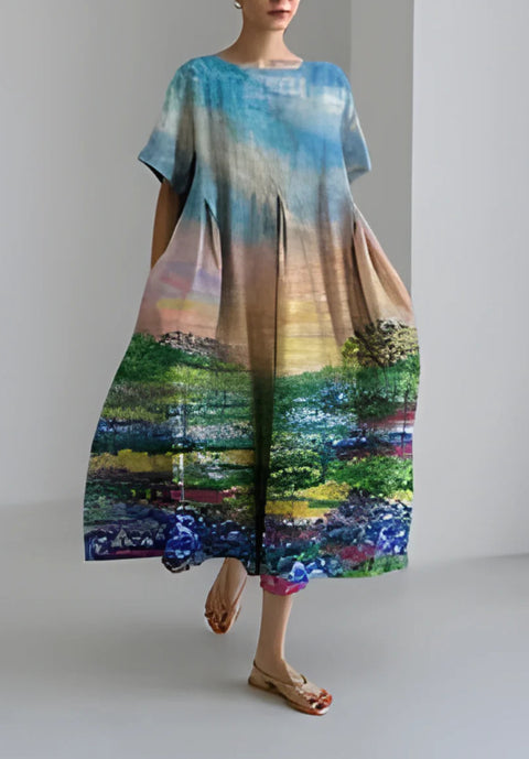 3D-Baumwollimitat-Pull-Frame-Craft-Damen-Pendelkleid m301038