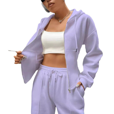 Zweiteiliger trendiger Kapuzen-Cardigan, schlanker, lässiger Zweiteiler für Damen, m300946 