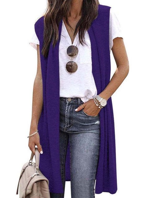 Cardigan tendance mi-long sans manches pour femme M300300 