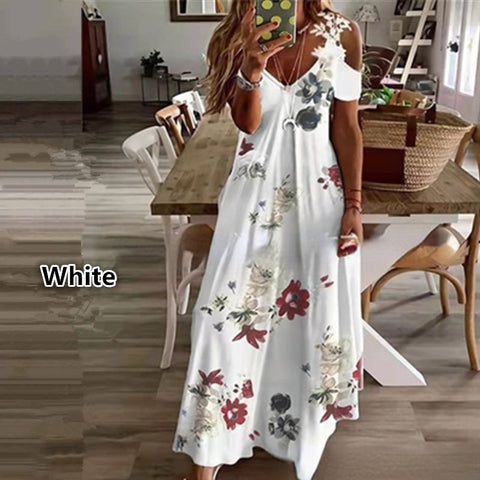 Sommer neue spitze hosenträger v-ausschnitt mode gedruckt lose kleid m301218 