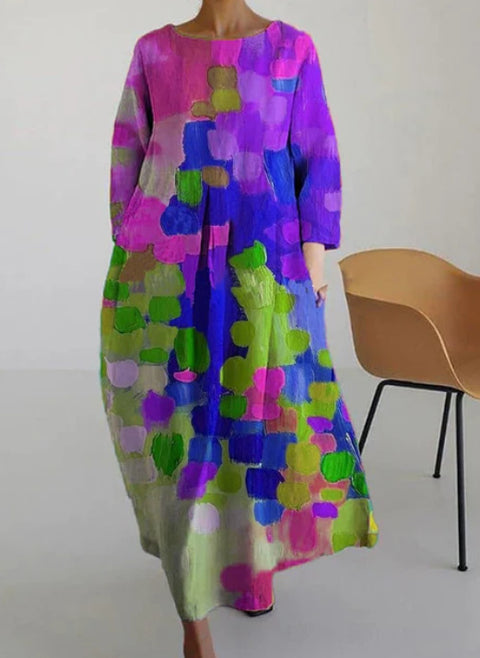 Lose neue retro floral lose frauen gedruckt lange kleid m300916 