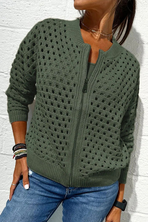 Women's Casual Hollow Knitted Zipper Jacket Women's Jacket m301906
