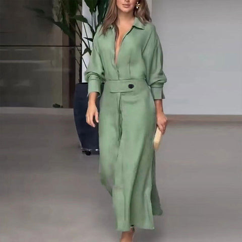 New temperament women's commuting lace-up solid color waist long-sleeved irregular shirt m302051