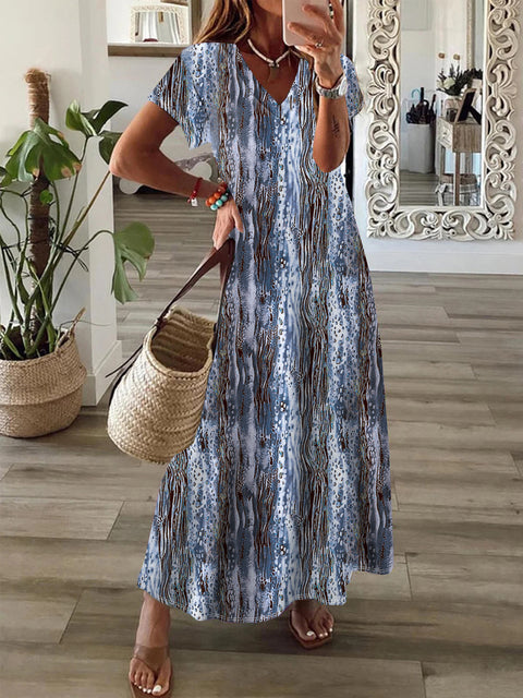 Großes Swingkleid mit böhmischem Print m300011