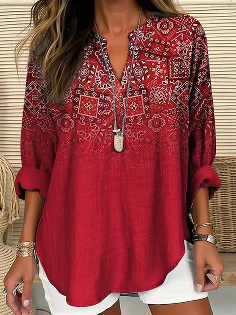 Kleine V-ausschnitt button-down schulter langarm frauen T gebogene saum kleidung m301361 