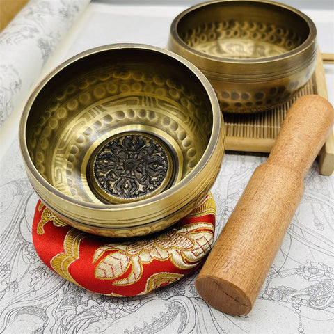 Nepalesische handgefertigte Kupfer-Glockenspiel-Vajra-Stößel Buddha-Klangschale Meditationsschale m3331263 