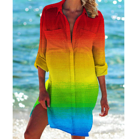 Veste de bikini, maillot de bain, cardigan, chemise de plage imprimée pour femme, m301274 