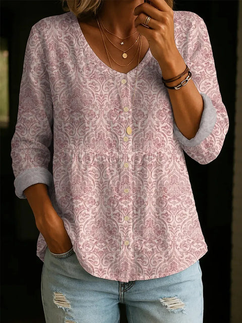 Crew neck women's flower 3D printed top m303179