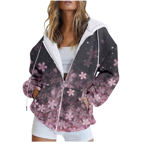3D printed zipper European size casual fashion women's sweater m301882