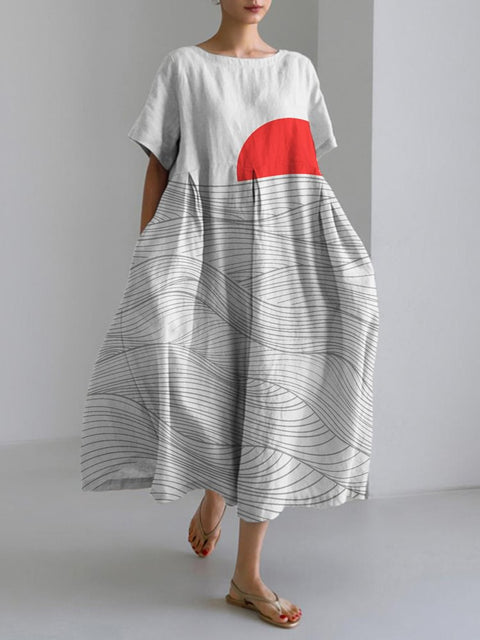 Robe longue ample à imprimé floral rétro pour femme m300916 