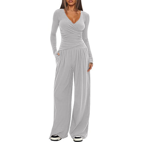 Wide-leg pants set women's long-sleeved multi-occasion sportswear m301804
