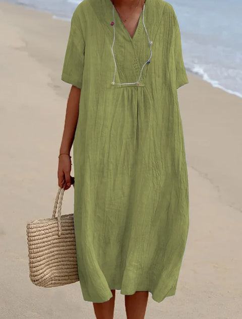 Versatile casual and thin skirt solid color cotton and linen m300889
