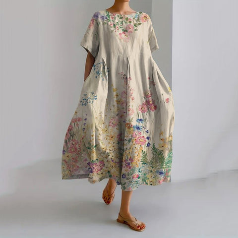 Lose neue retro floral lose frauen gedruckt lange kleid m300916 