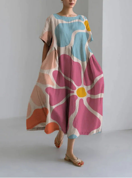 3D-Baumwollimitat-Pull-Frame-Craft-Damen-Pendelkleid m301038