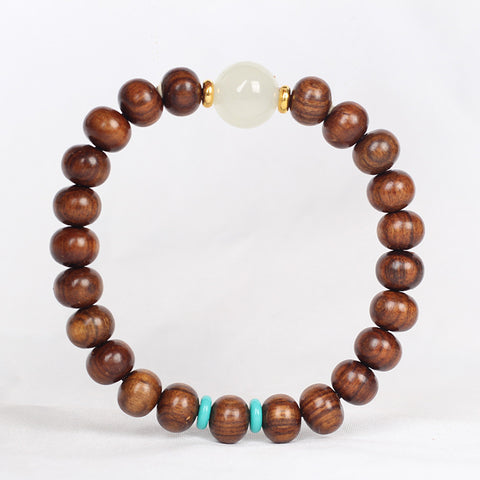 Bracelet en perles naturelles de Bouddha Huanghuali vietnamiennes, bracelet en bois de rose et lotus, bracelet en bois parfumé Wenwan m3331302