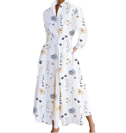 Robe imprimée à manches longues et col en V M300331 