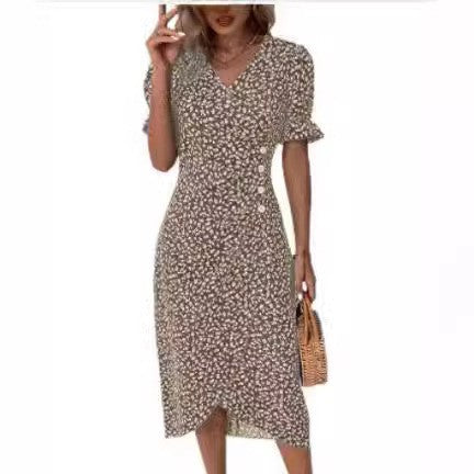 Kleid mit geometrischen Collage-Blasenärmeln und unregelmäßigem Saum, m301272 