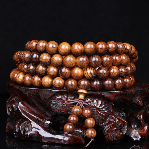 Bracelet en perles naturelles de Bouddha Huanghuali vietnamiennes, bracelet en bois de rose et lotus, bracelet en bois parfumé Wenwan m3331302