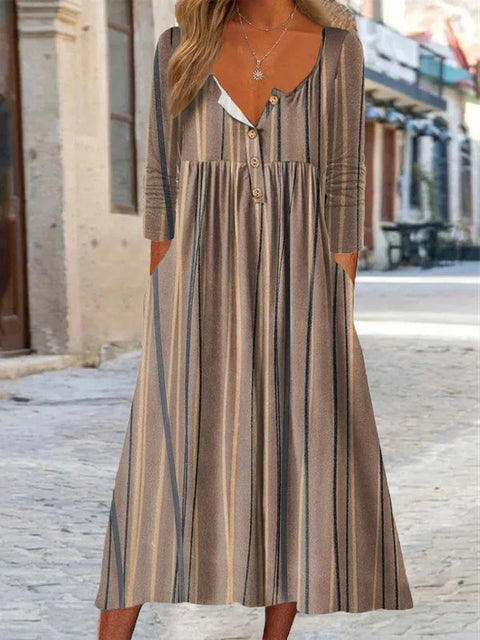Robe boutonnée avec cardigan à poches imprimé m300714 