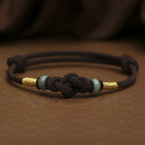 Handgewebtes Armband aus rotem Seil, Paargeschenke für Männer und Frauen, glückverheißendes Jahr der Schlange, Diamantknoten, Handseil aus Jadeperlen m3331253.