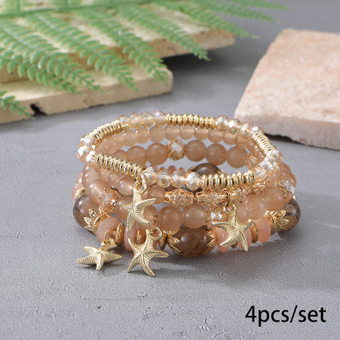 Nouveau bracelet bohème créatif à pompons et perles multicouches m3331286