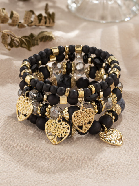 Nouveau bracelet bohème créatif à pompons et perles multicouches m3331286