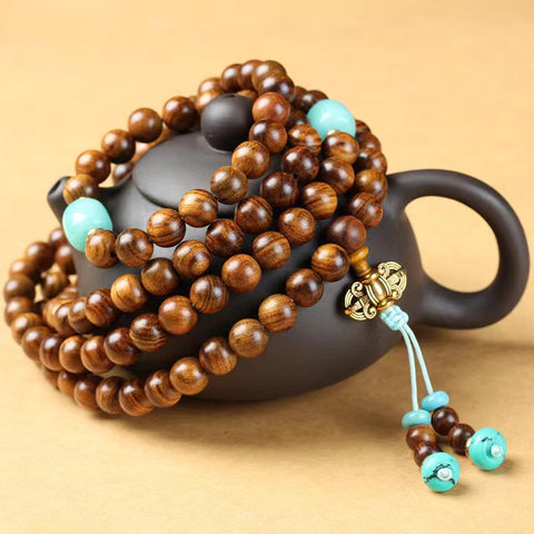 Bracelet en perles naturelles de Bouddha Huanghuali vietnamiennes, bracelet en bois de rose et lotus, bracelet en bois parfumé Wenwan m3331302
