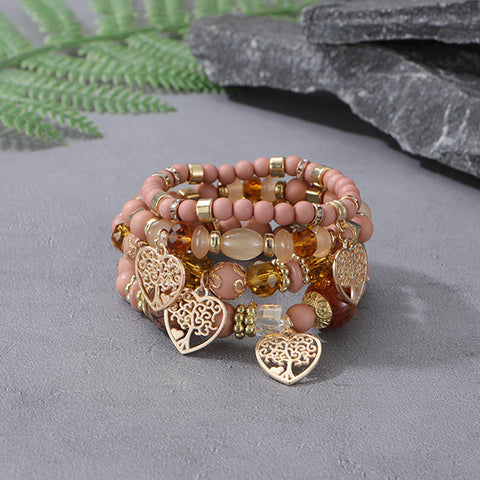 Nouveau bracelet bohème créatif à pompons et perles multicouches m3331286