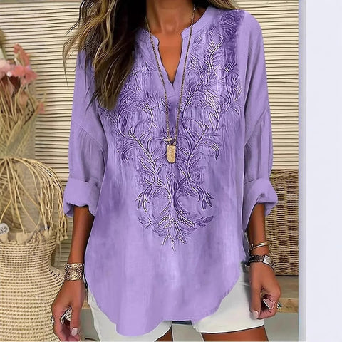 Floral einfache casual temperament T-shirt langarm m301361-1 