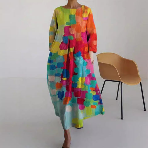 Lose neue retro floral lose frauen gedruckt lange kleid m300916 