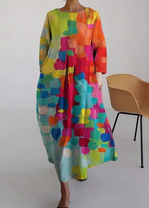 Lose neue retro floral lose frauen gedruckt lange kleid m300916 