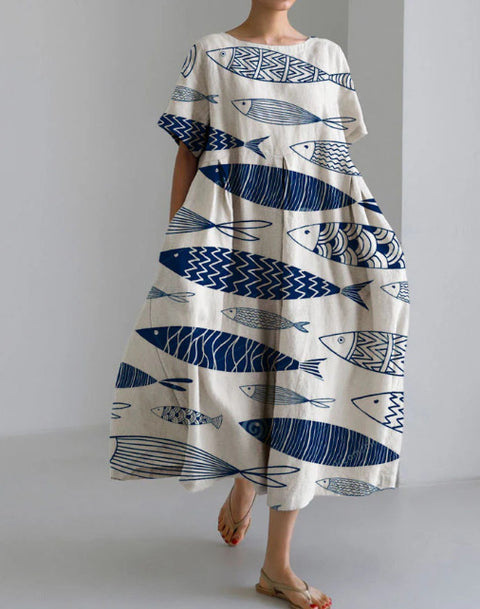 3D-Baumwollimitat-Pull-Frame-Craft-Damen-Pendelkleid m301038